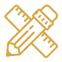 Custom fence design icon with pencil and ruler