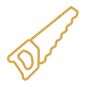 Fence installation icon with saw symbol
