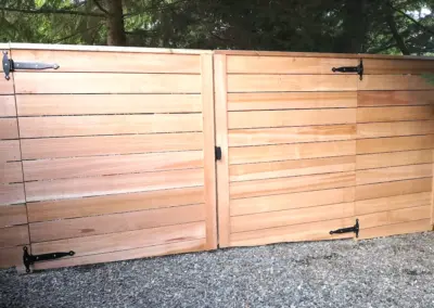 Horizontal wood fence installation in Seattle